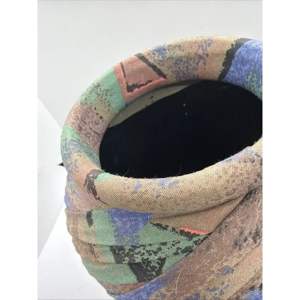 Vintage 1980s Memphis Decor Design Pastel Fabric Wrapped Vase Retro New Wave Art